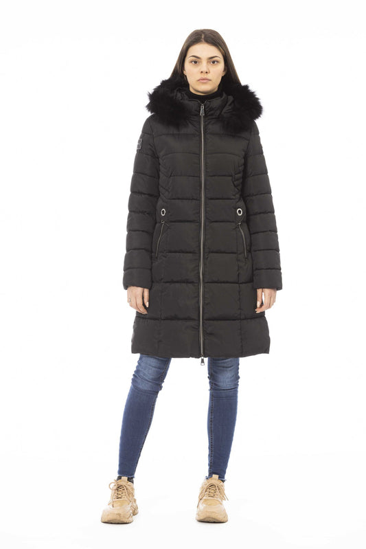Elegant Hooded Down Jacket with Faux Fur