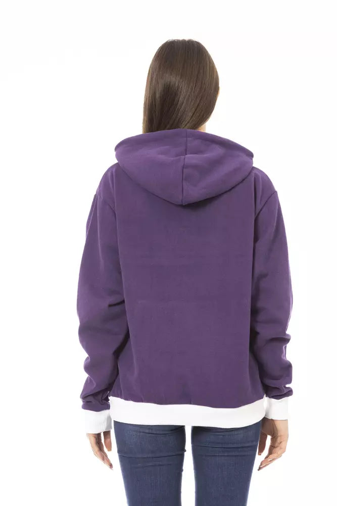 Purple Cotton Fleece Hoodie with Logo