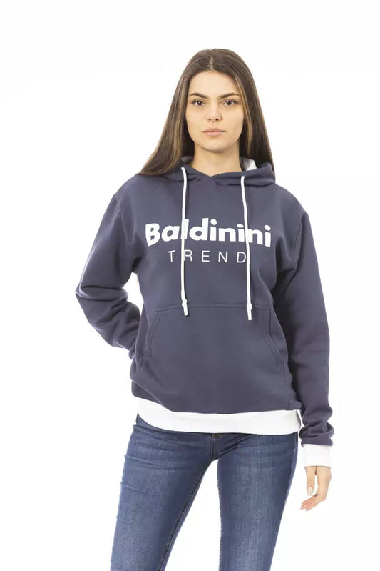 Chic Blue Fleece Hoodie with Front Logo
