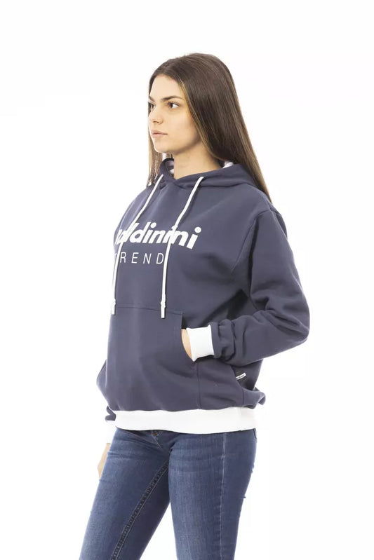 Chic Blue Fleece Hoodie with Front Logo