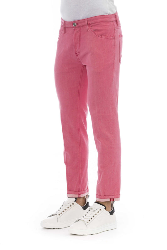 Chic Pink Cotton Blend Jeans for Men