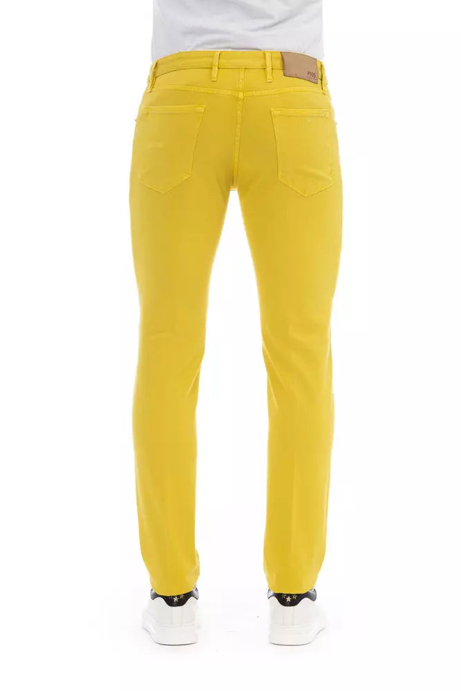 Chic Yellow Button-Up Men's Jeans