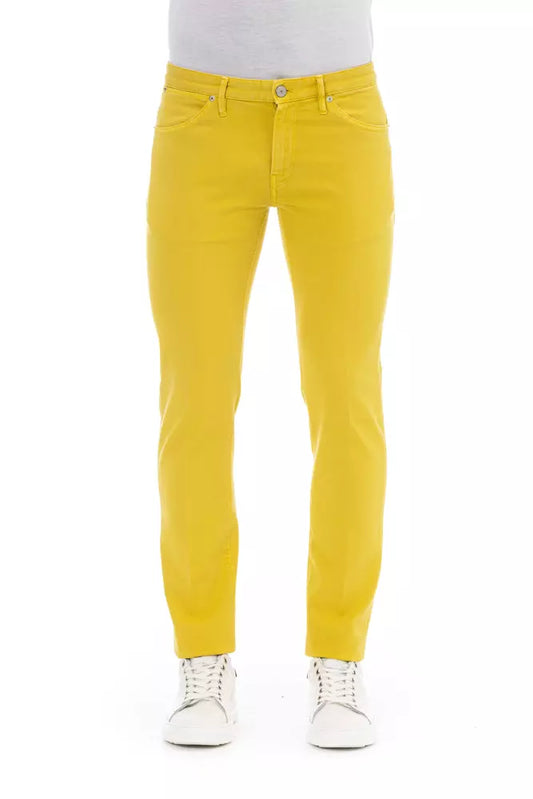 Chic Yellow Button-Up Men's Jeans