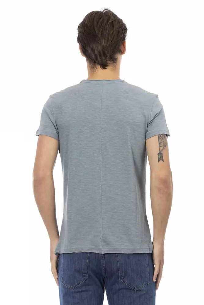 Chic Gray Pocket Tee with Unique Print