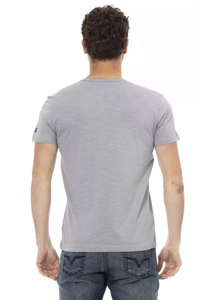 Chic Gray Cotton Blend Tee for Men