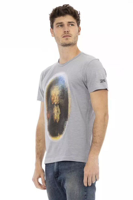 Chic Gray Cotton Blend Tee for Men
