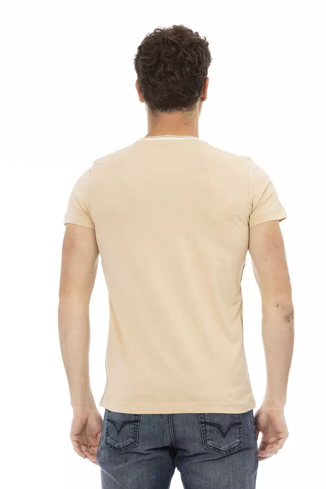 Beige Short Sleeve Tee with Chic Front Print