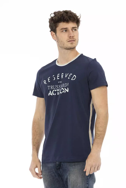 Elegant Blue Tee with Artistic Front Print