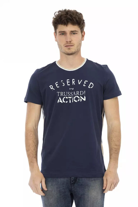 Elegant Blue Tee with Artistic Front Print