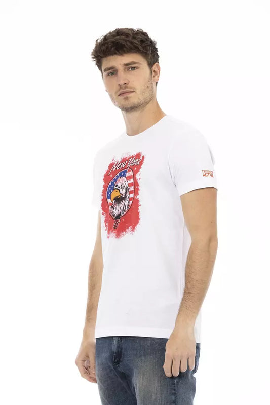 Elegant White Short Sleeve Tee with Front Print