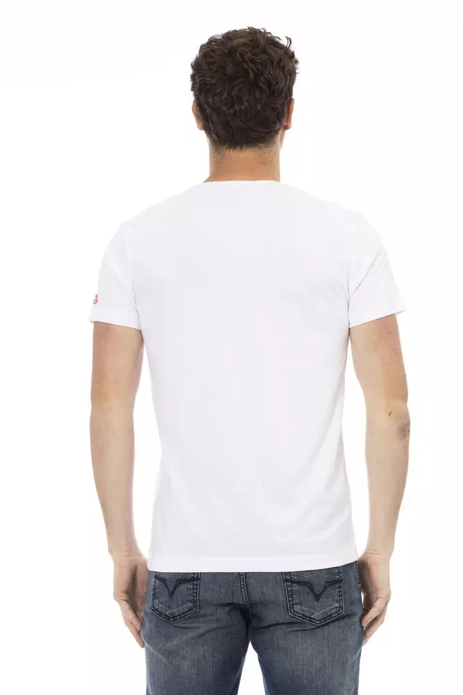 Elegant White Short Sleeve Tee with Front Print