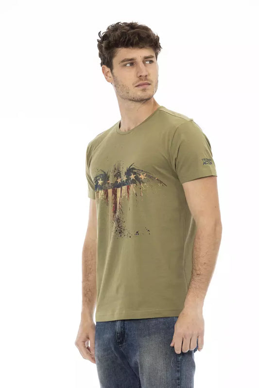 Elegant Green Tee with Artistic Front Print