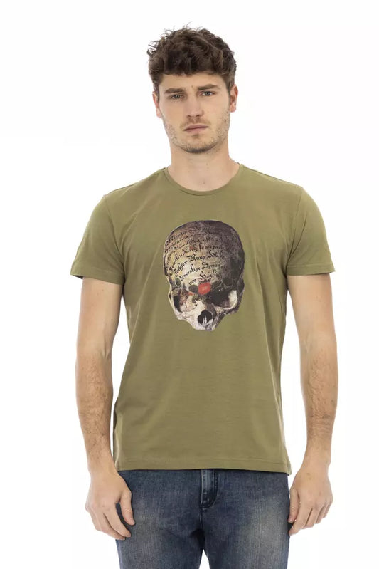 Slim-Fit Green Tee with Front Print