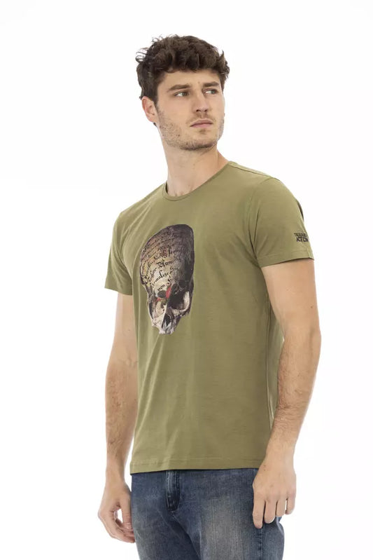 Slim-Fit Green Tee with Front Print