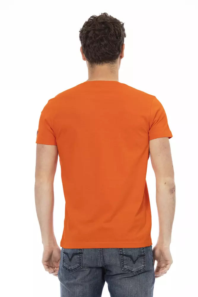 Sleek Orange Short Sleeve Tee with Front Print
