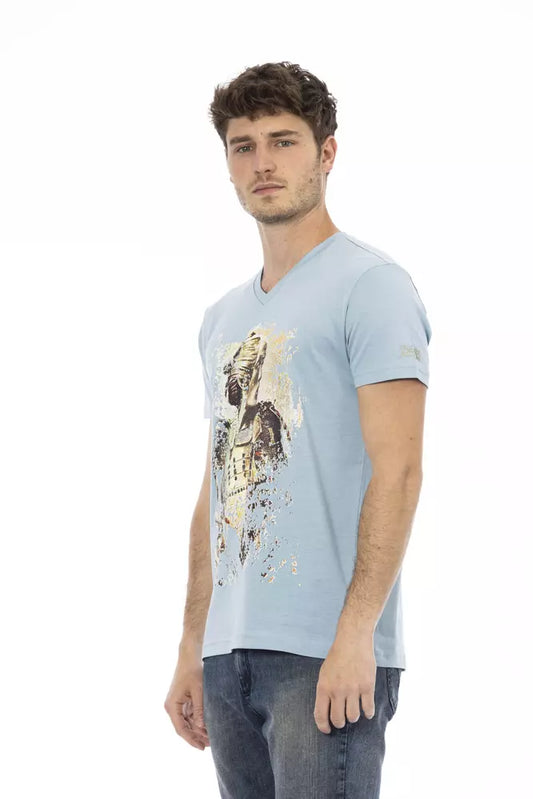 Elegant V-Neck Tee with Chic Front Print