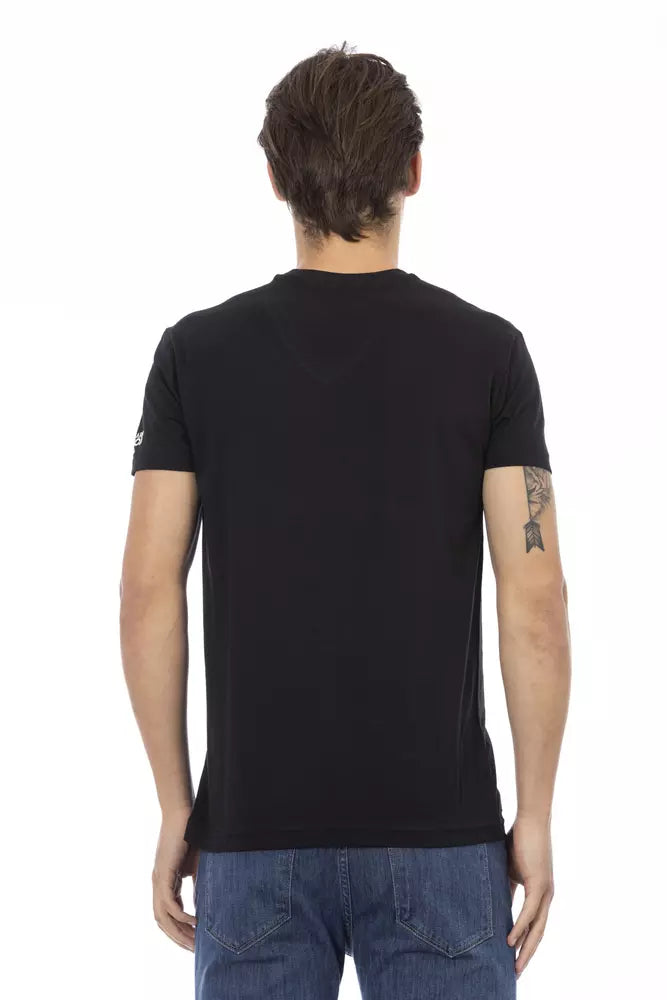 Sleek V-Neck Tee with Edgy Front Print