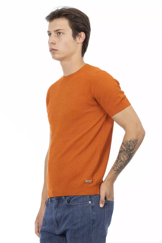 Chic Orange Short Sleeve Cotton Sweater