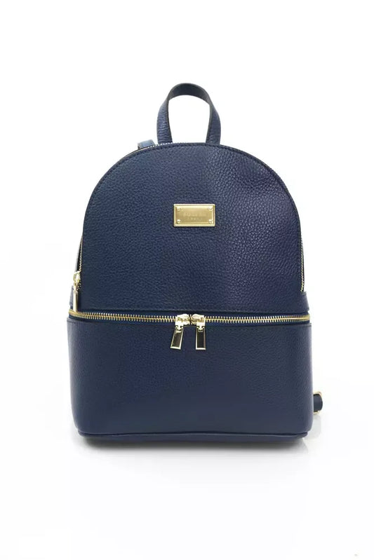 Elegant Leather Backpack with Golden Accents
