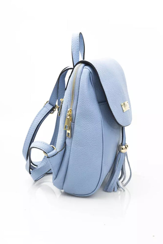 Elegant Light-Blue Leather Backpack