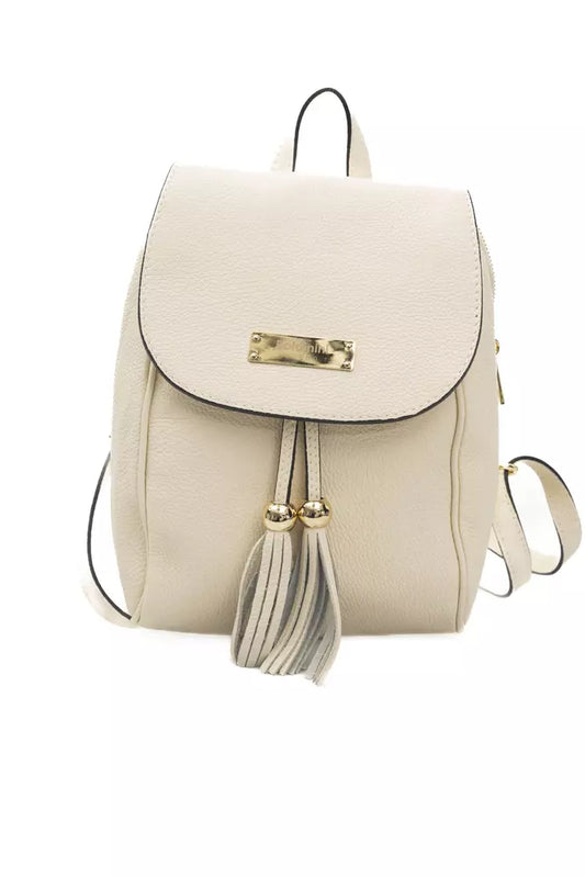 Chic Beige Leather Backpack for Day-to-Day Elegance