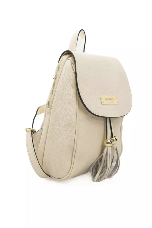 Chic Beige Leather Backpack for Day-to-Day Elegance