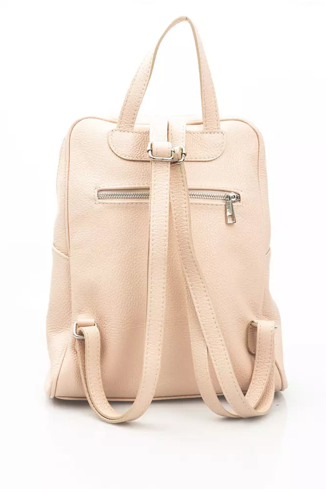 Chic Pink Leather Backpack with Adjustable Straps