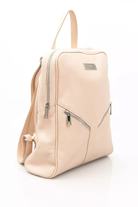 Chic Pink Leather Backpack with Adjustable Straps