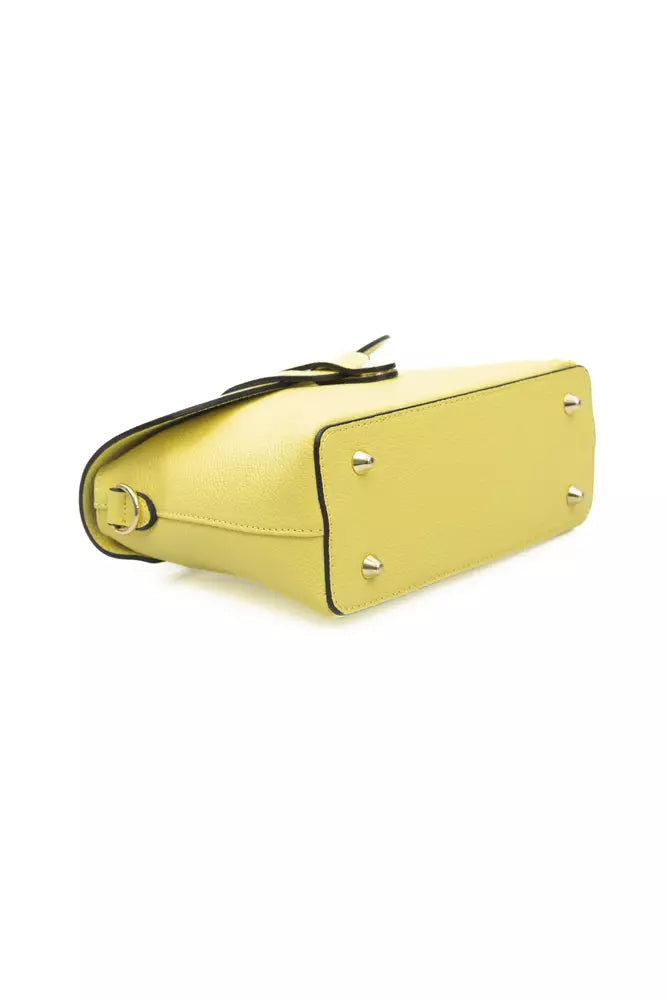 Golden Detail Yellow Leather Shoulder Bag