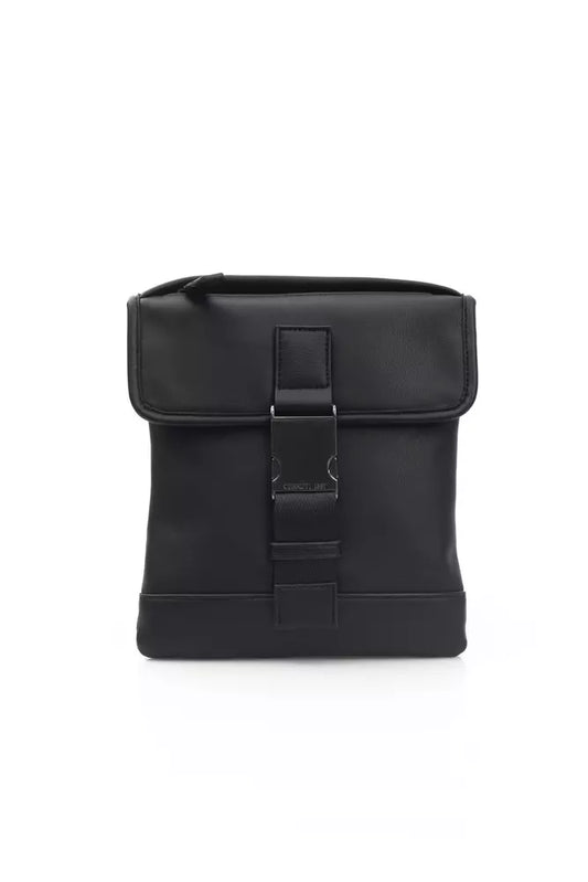 Elegant Black Messenger Bag with Metal Clasp