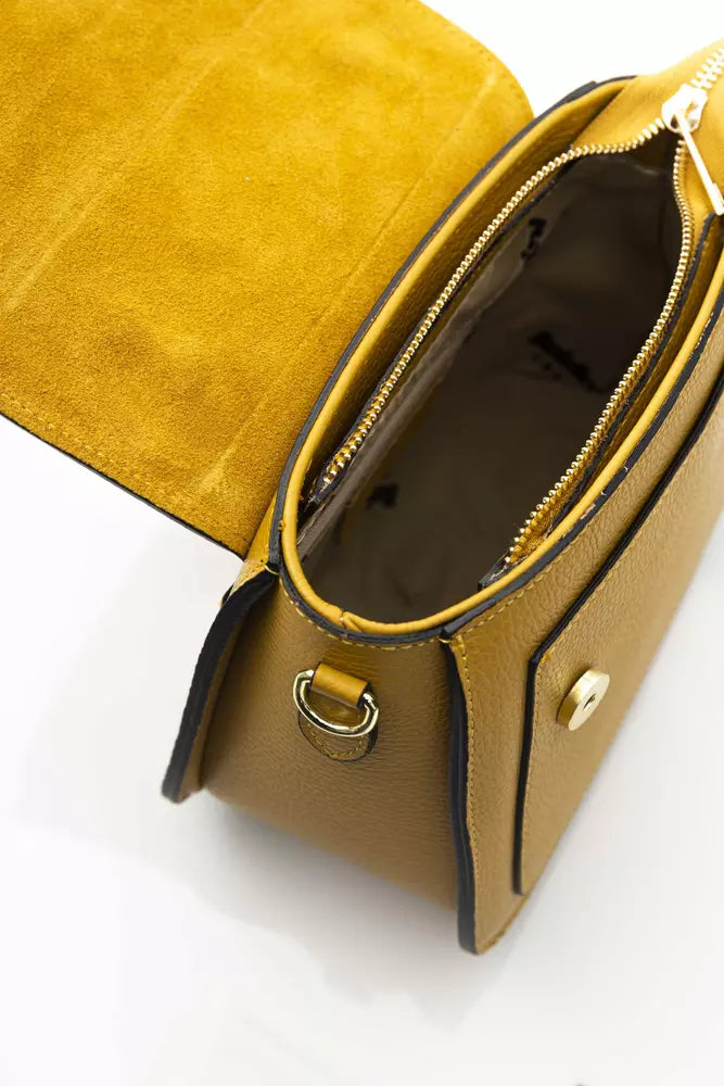 Golden Yellow Elegance Leather Shoulder Bag