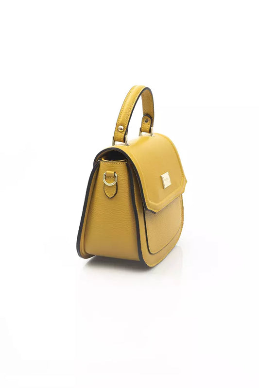 Golden Yellow Elegance Leather Shoulder Bag