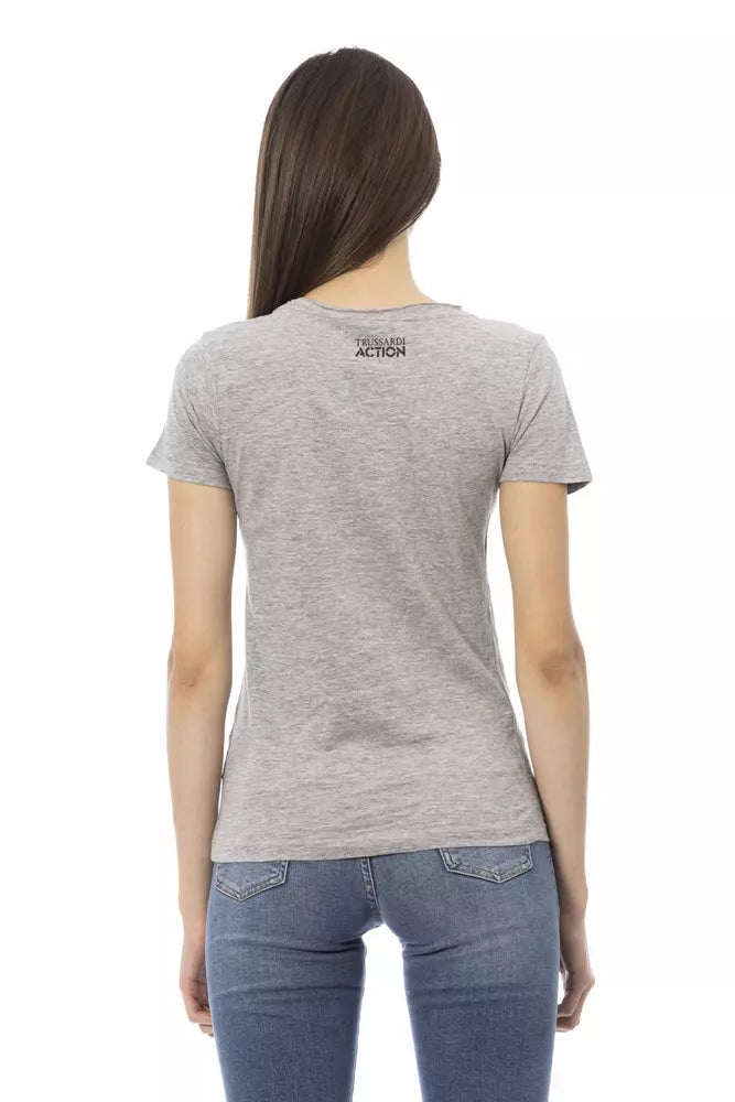 Chic Gray Short Sleeve Round Neck T-Shirt