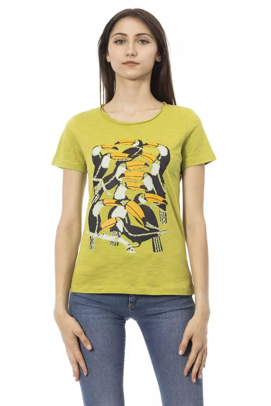 Elegant Green Tee with Chic Front Print