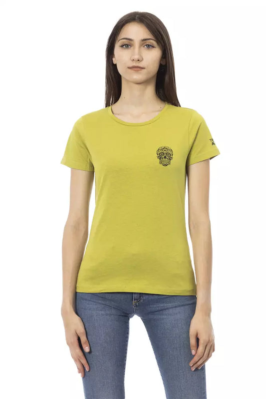 Chic Green Tee with Artistic Front Print