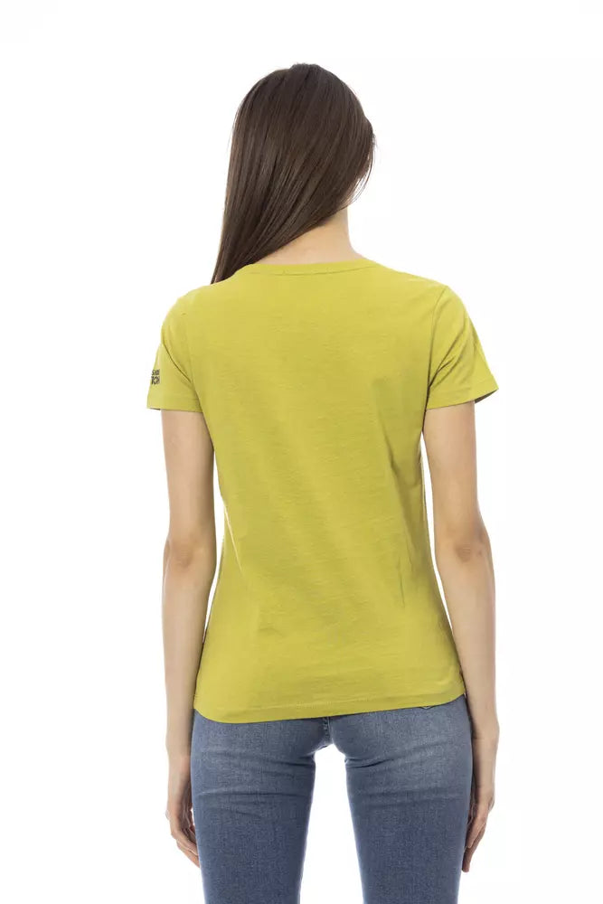 Chic Green Tee with Artistic Front Print