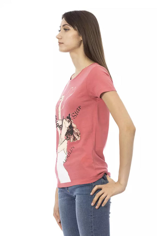 Chic Pink Short Sleeve Round Neck T-Shirt