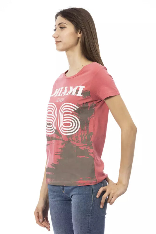 Chic Pink Tee with Elegant Front Print