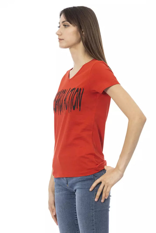 Vibrant V-Neck Tee with Chic Front Print
