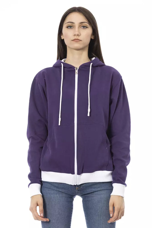 Chic Purple Cotton Hooded Sweater