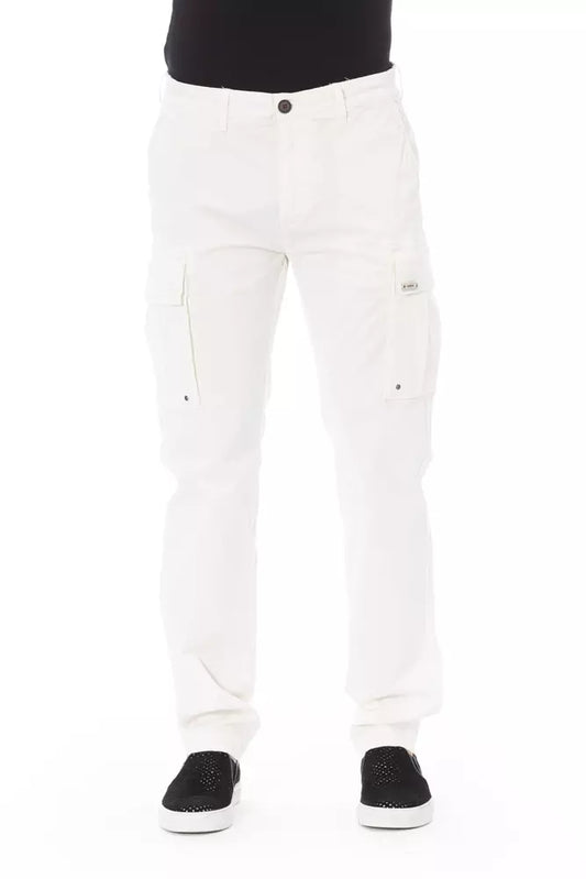 Chic White Cargo Trousers - Tailored Fit & Stretch