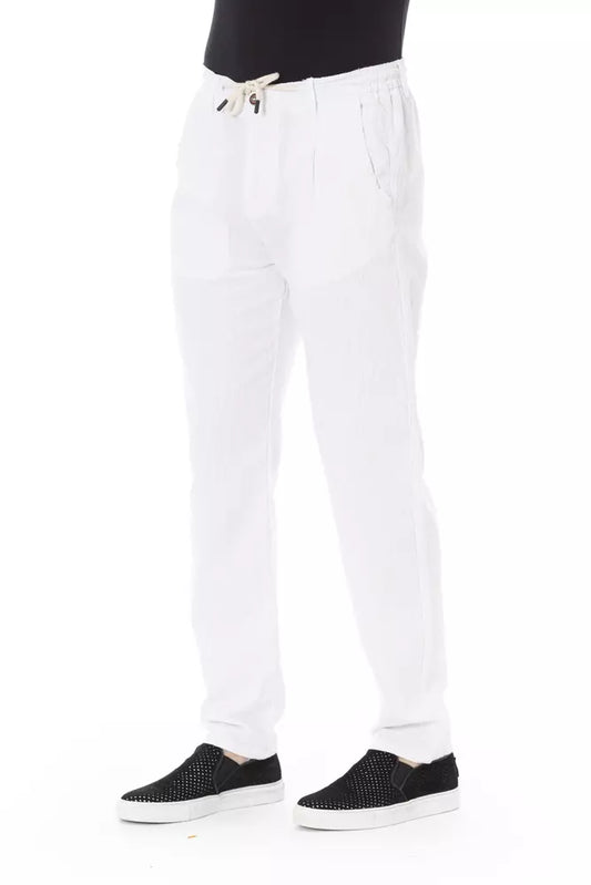 Elegant White Cotton Chino Trousers