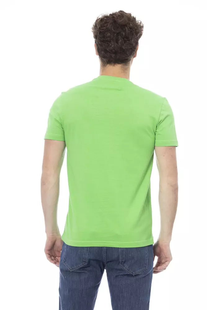 Green Cotton Tee with Chic Front Print