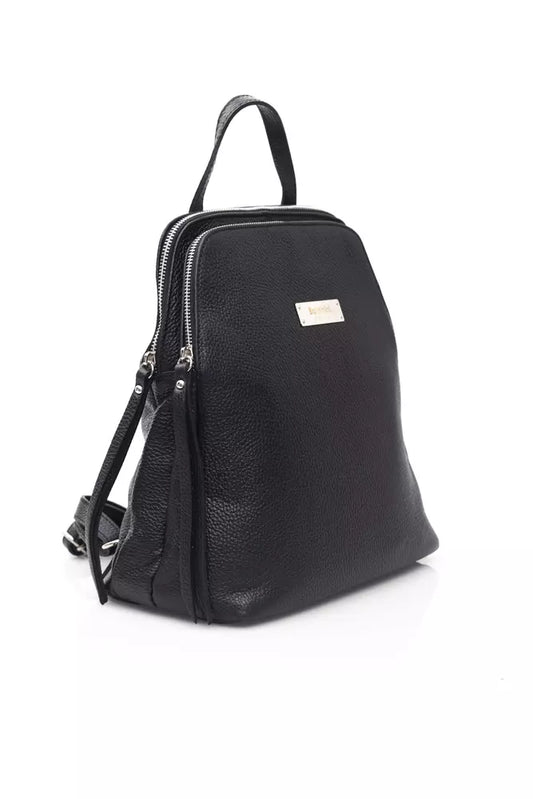 Elegant Leather Backpack with Front Logo