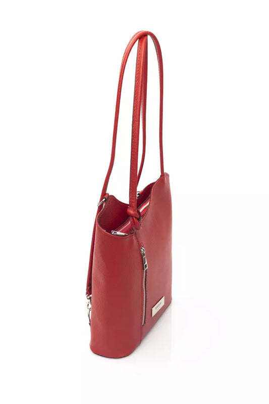 Elegant Red Leather Backpack