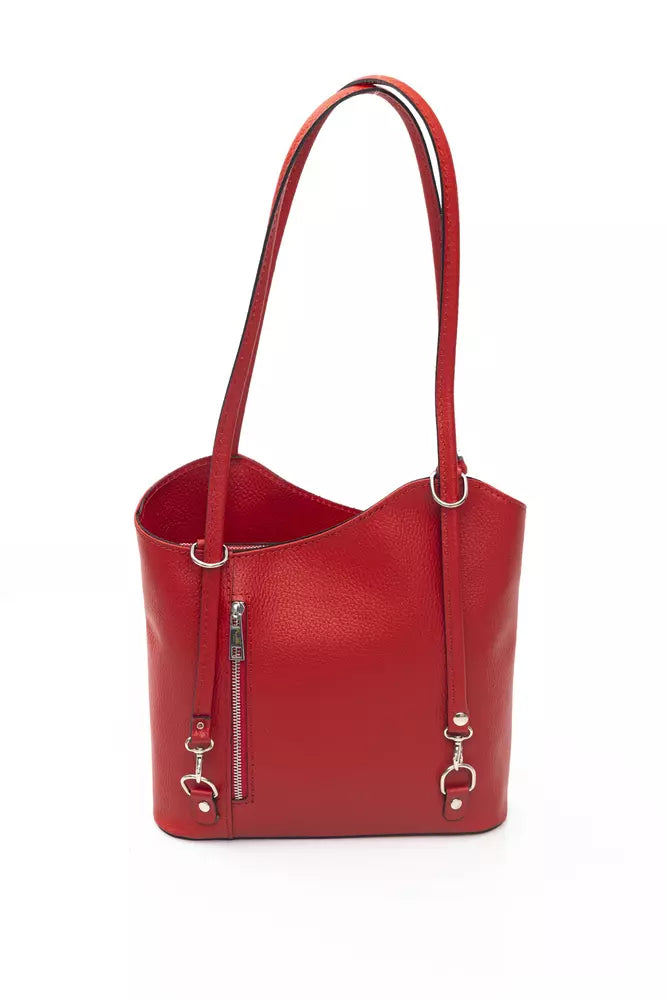 Elegant Red Leather Backpack