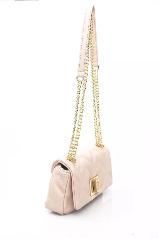 Chic Pink Shoulder Bag with Golden Accents