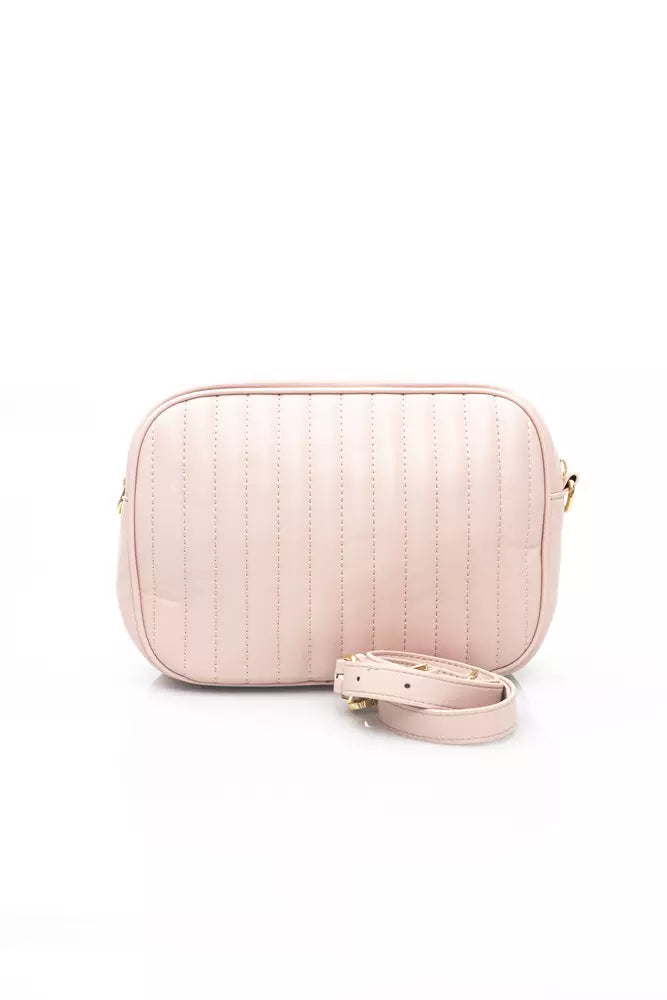 Elegant Pink Shoulder Bag with Golden Accents
