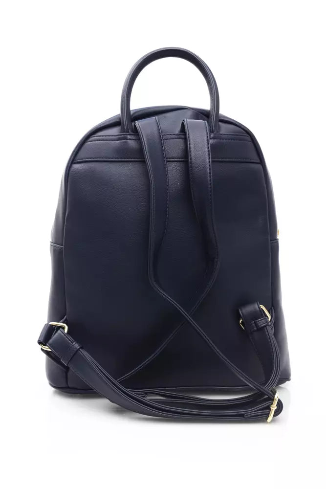 Chic Blue Backpack with Golden Accents