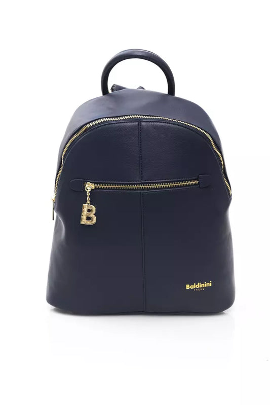 Chic Blue Backpack with Golden Accents